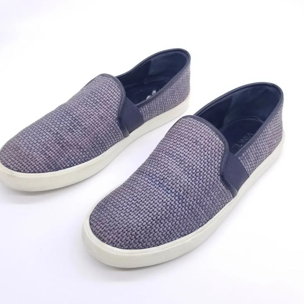 Vince Blair Basketweave Slip On Leather Sneakers in Blue 6.5